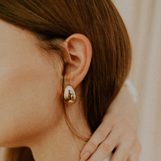 Gold Oval Hoop Earrings