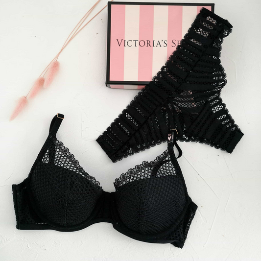 Black Lace Mesh Lingerie Set