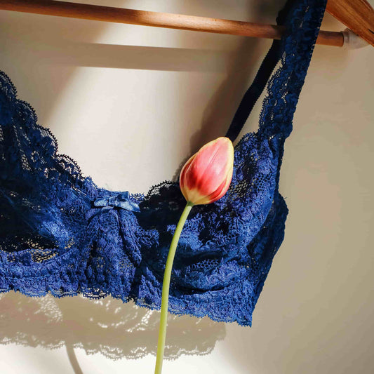 Blue Lace Underwire Bra