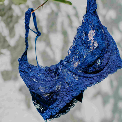 Blue Lace Underwire Bra