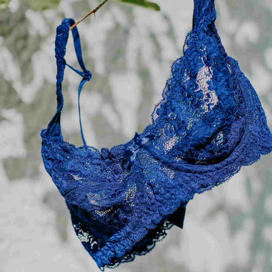 Blue Lace Underwire Bra